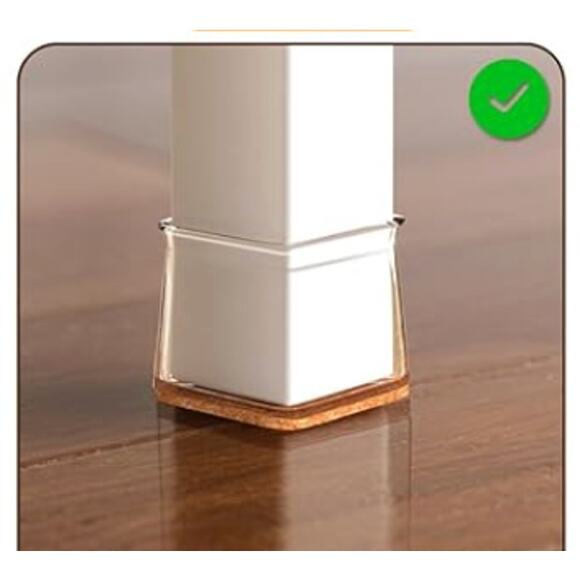 20 Pcs Silicone Chair Leg Protectors for Hardwood Floors- Square, Clear - Picture 2 of 5
